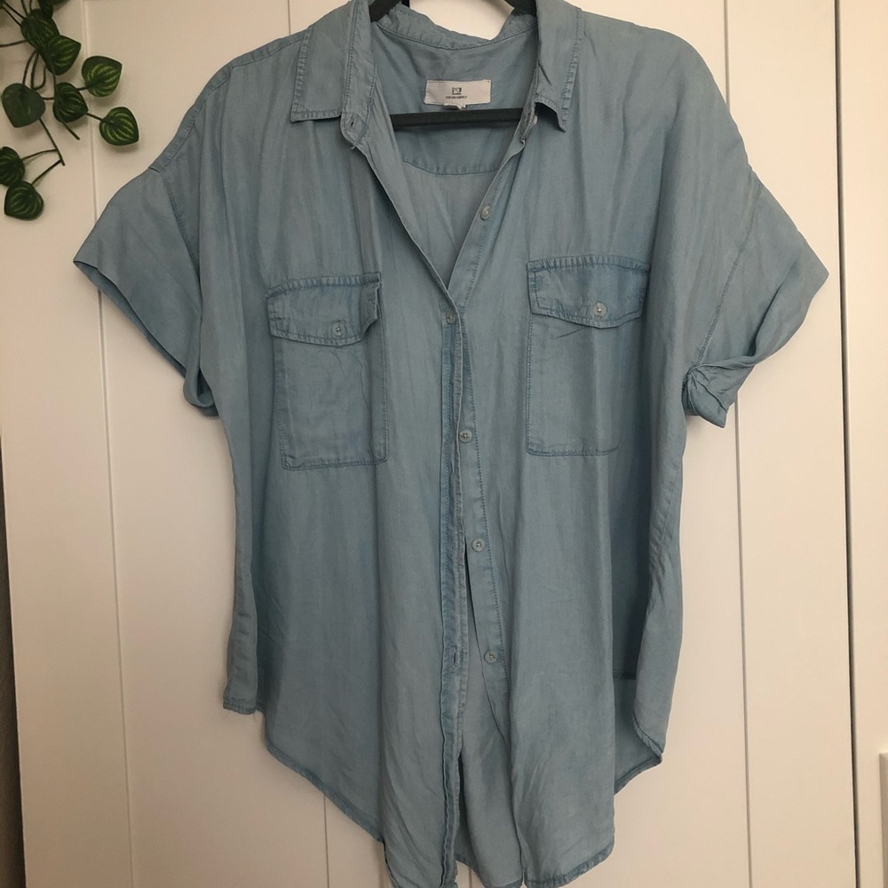 Button Down Denim Blouse